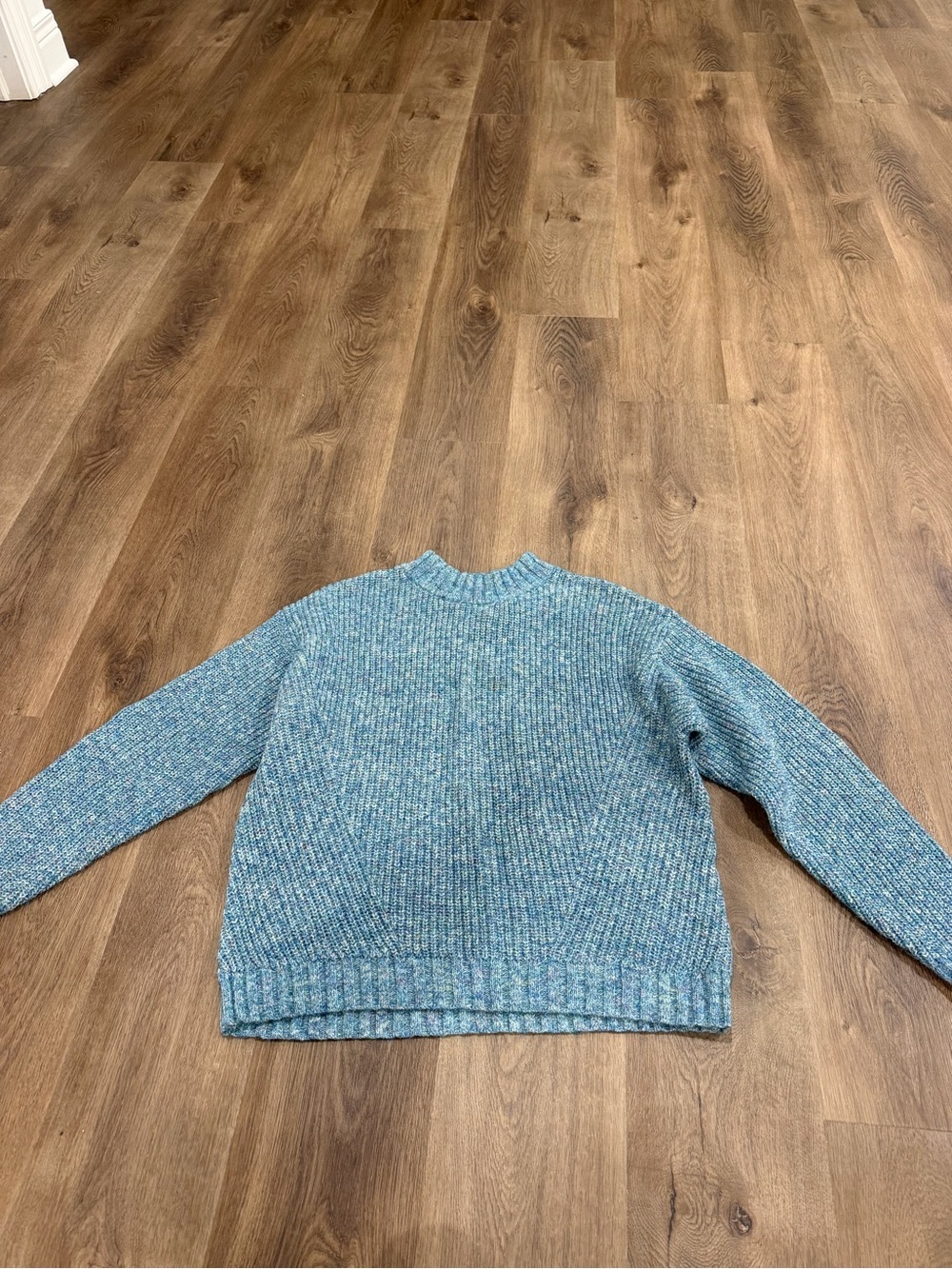 Treasure & Bond Blue Heathered Rib-Knit Crewneck Sweater
